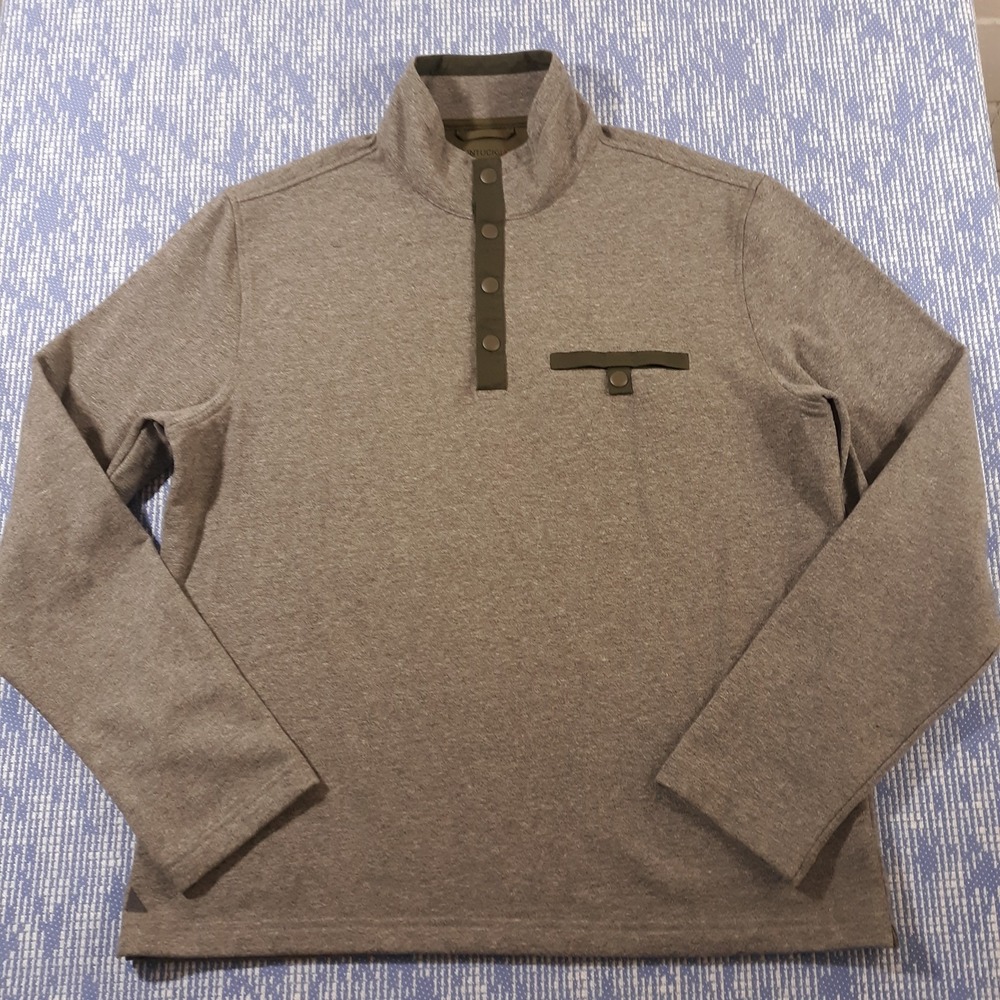 UNTUCKit Sweater Mens Large Green Gray Snaps Pullover Cotton Blend